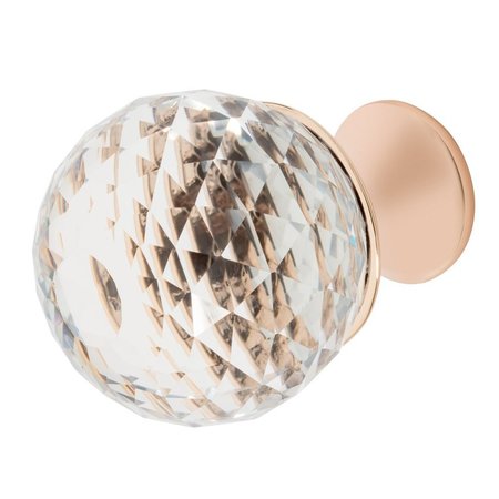 WISDOM STONE Rondure Cabinet Knob, 1-1/4 in dia., Rose Gold with Clear Crystals 4228RG-C